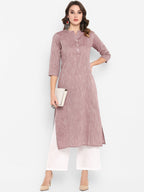 Janasya Mauve Solid Straight Kurta - Distacart
