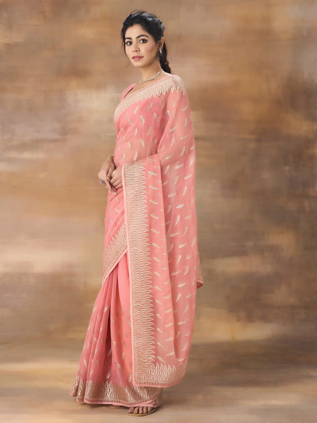 kasee Floral Embroidered Saree With Blouse Piece - Distacart