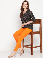 TAG 7 Women Orange Solid Leggings