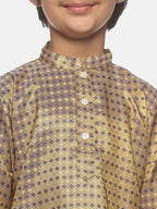 Sethukrishna Boys Gold-Toned Embroidered & Embellished Kurta With Pyjamas