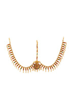 Yellow Chimes Women Gold-Plated, Maroon, Green White Pearl Hanging Bridal Mathapatti - Distacart