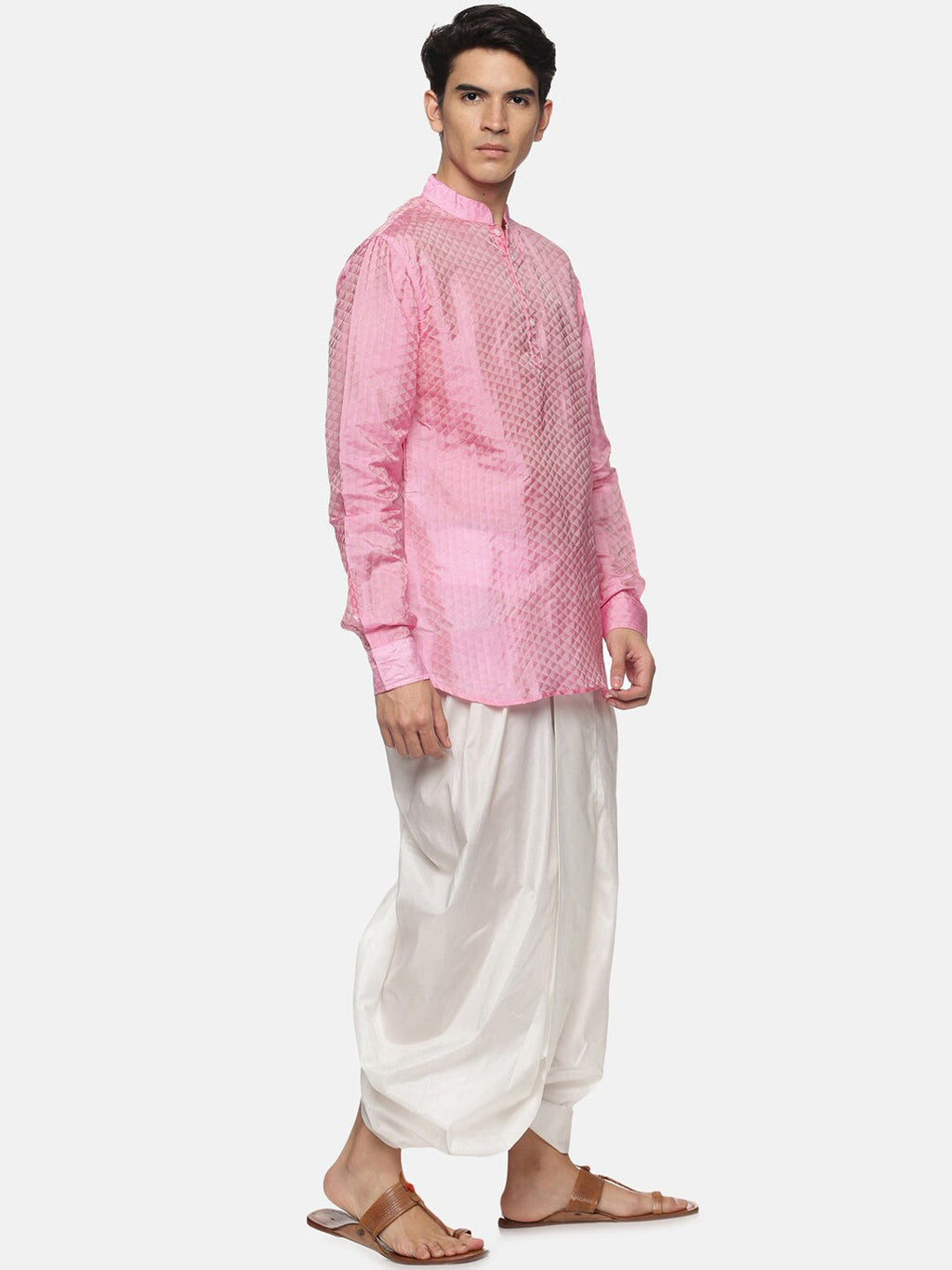 Sethukrishna Mens Pink Kurta with Dhoti Pants - Distacart