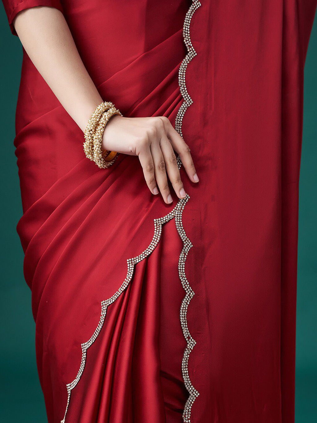 kasee Beads and Stones Satin Sarees - Distacart