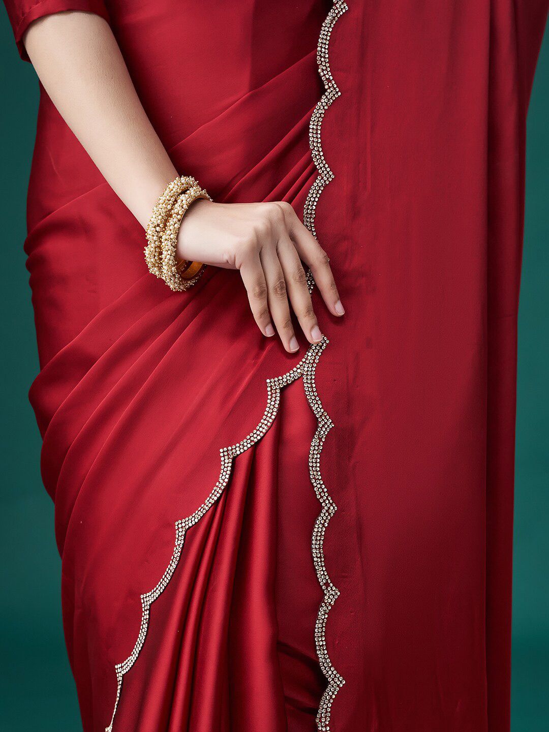 kasee Beads and Stones Satin Sarees - Distacart