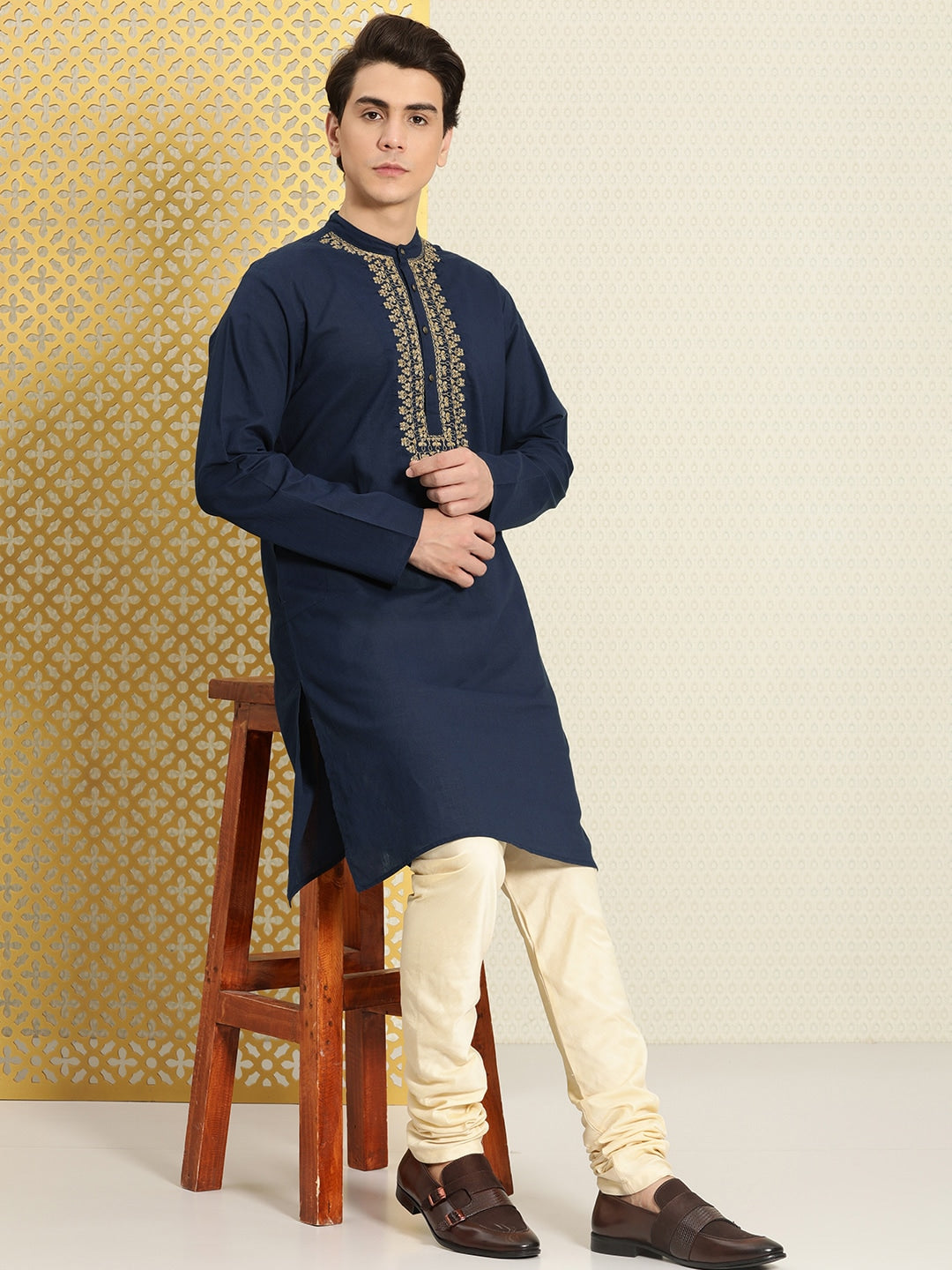 House of Pataudi Men Pure Cotton Yoke Design Jashn Kurta