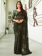 Tikhi Imli Green Floral Embellished Saree - Distacart