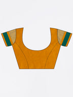 Saree Mall Mustard & Green Silk Cotton Colourblocked Kanjeevaram Saree