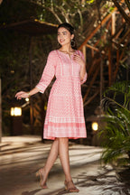 Juniper Womens Pink Rayon Gliter Printed Short Tiered Dress - Distacart