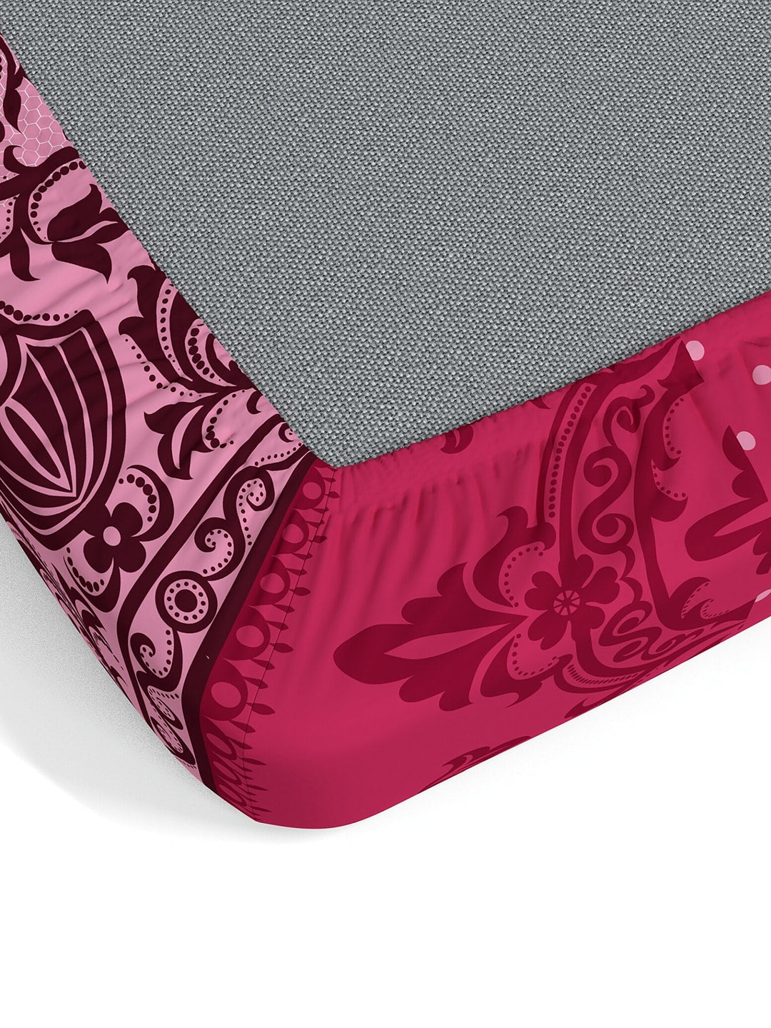 Dreamscape Pink & Cream-Coloured 140 TC Pure Cotton King Bedsheet with 2 Pillow Covers