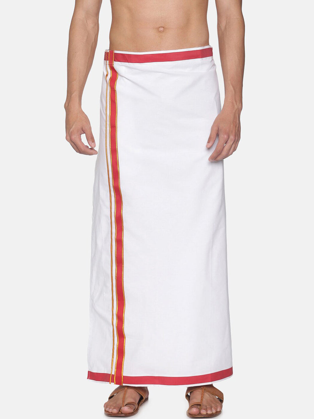 Sethukrishna Men White Solid Cotton Readymade Dhoti - Distacart