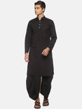Sethukrishna Men Black Pure Cotton Kurta with Dhoti Pants - Distacart
