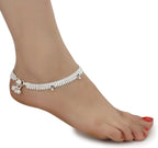 AanyaCentric Silver Plated White Metal Payal Indian Traditional Ethnic Fashion Imitation Jewellery Foot Chain