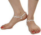 AanyaCentric Silver Plated White Metal Payal Indian Traditional Ethnic Fashion Imitation Jewellery Foot Chain - Distacart