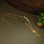 AanyaCentric Gold-plated Jewelry Combo: Elegant Short Mangalsutra, Finger Ring, and American Diamond Earrings Set - Distacart