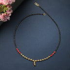 AanyaCentric Gold-plated Jewelry Combo: Elegant Short Mangalsutra, Finger Ring, and American Diamond Earrings Set - Distacart