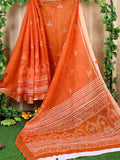 Shree Shyam Fashion Cotton Orange Saree - Distacart