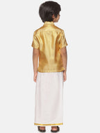 Sethukrishna Boys Golden & White Shirt with Dhoti