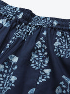 TAG 7 Women Navy Blue & White Printed Flared Palazzos