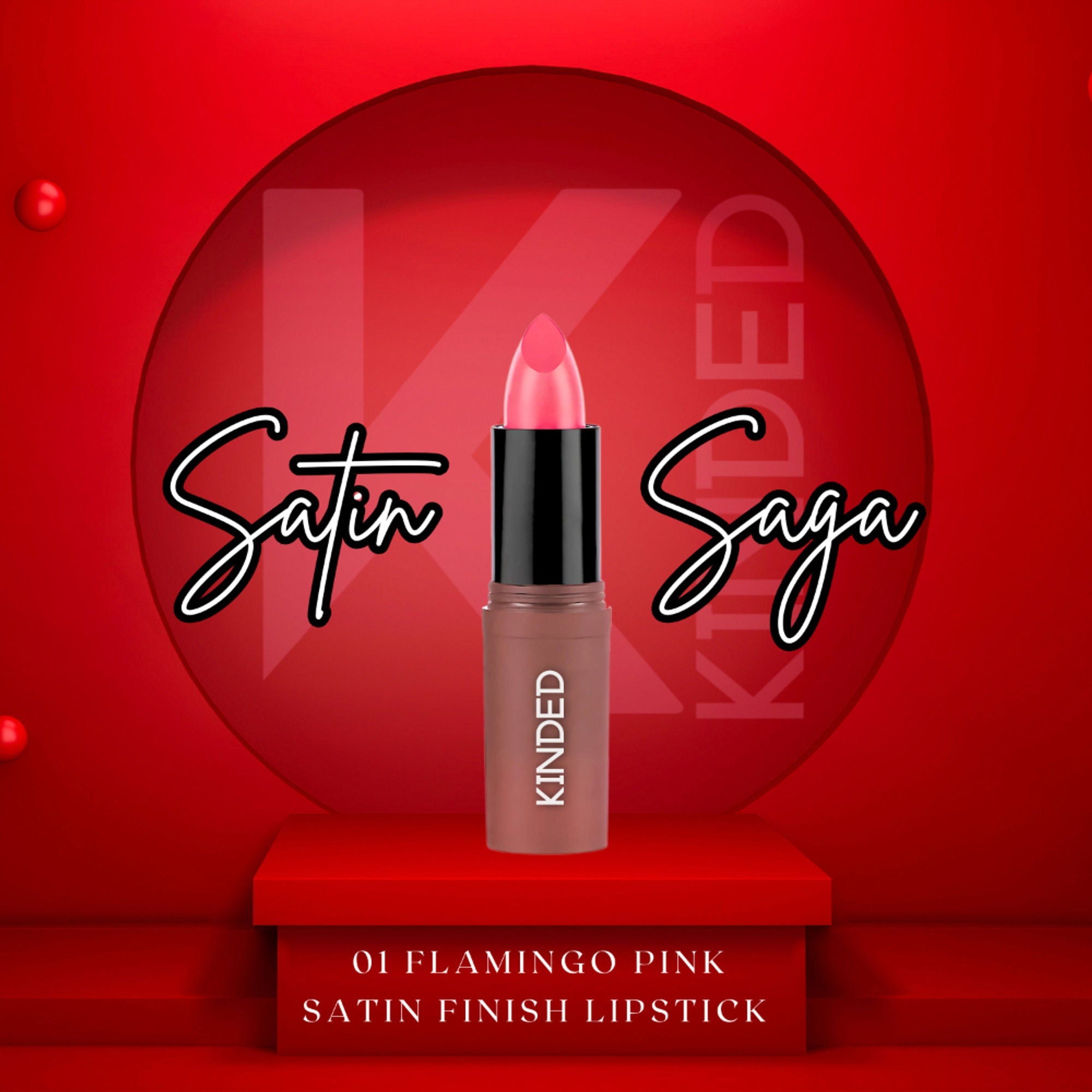 KINDED Satin Saga Bullet Creamy Lipstick With Satin Finish & Vitamin E - 01 Flamingo Pink