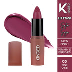KINDED Satin Saga Bullet Creamy Lipstick With Satin Finish & Vitamin E - 03 Fine Wine
