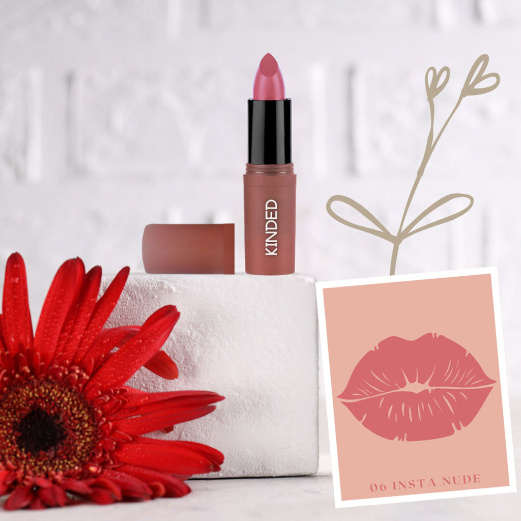KINDED Satin Saga Bullet Creamy Lipstick With Satin Finish & Vitamin E - 06 Insta Nude