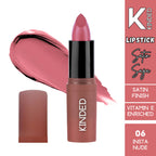 KINDED Satin Saga Bullet Creamy Lipstick With Satin Finish & Vitamin E - 06 Insta Nude