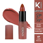 KINDED Satin Saga Bullet Creamy Lipstick With Satin Finish & Vitamin E - 07 Cafe Mocha
