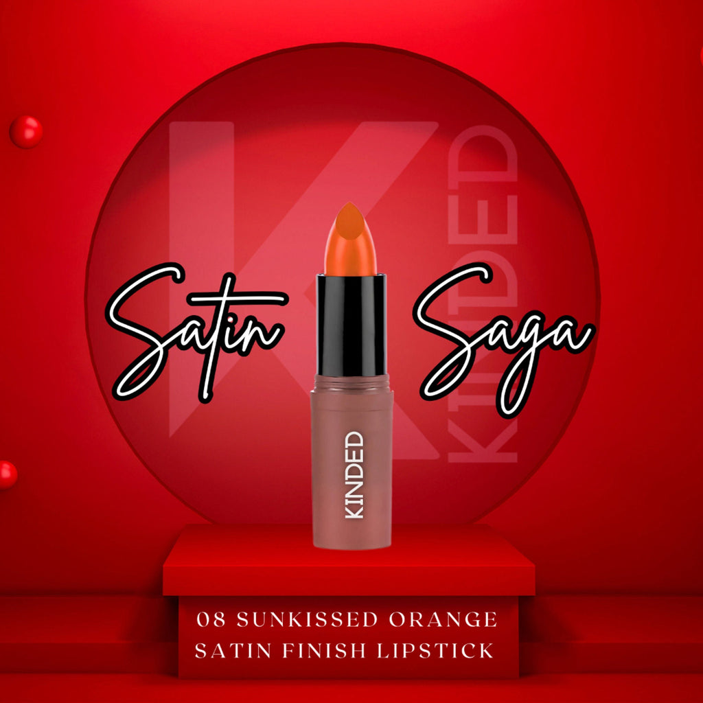 KINDED Satin Saga Bullet Creamy Lipstick With Satin Finish & Vitamin E - 08 Sunkissed Orange