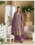 Anaita Lavender Heavy Georgette Stitched Suit with Sequence & Diamond work - Distacart