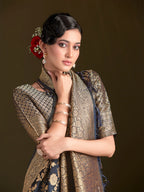 Sangria Floral Woven Design Sarees - Distacart