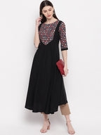 Janasya Black Geometric Yoke Design Crepe Anarkali Kurta - Distacart