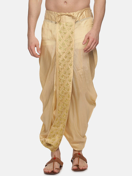 Sethukrishna Men Golden Embroidered Dhoti Pant