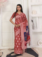 Shree Shyam Fashion Linen Cotton Rust Saree - Distacart