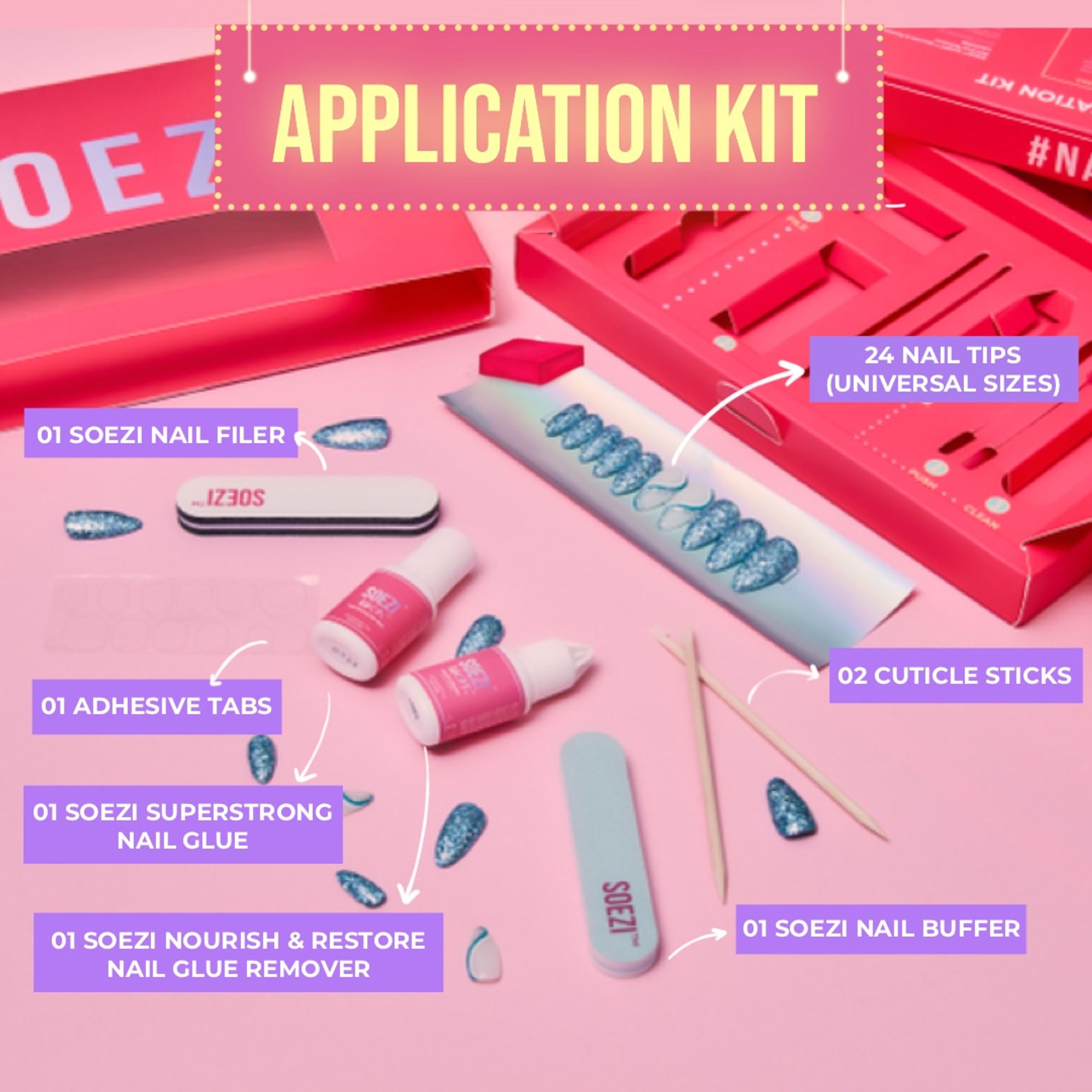 SOEZI Spoilt Brat Reusable Press On Nails - Application Kit - Distacart