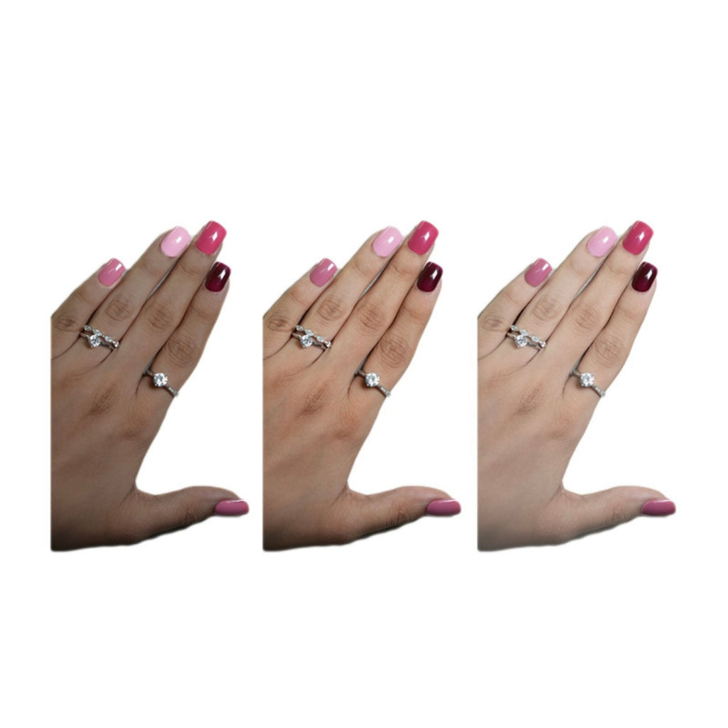 SOEZI 50 Shades Of Pink Reusable Press On Nails - Ready To Wear Kit
