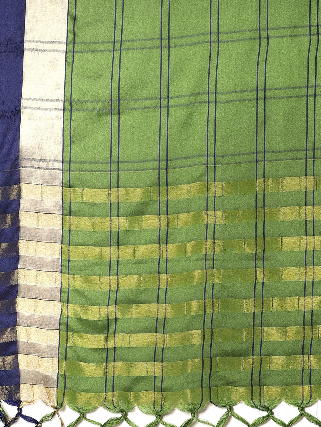 Saree Mall Green & Blue Checked Saree - Distacart