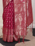 Shree Shyam Fashion Lichi Silk Wine Saree - Distacart