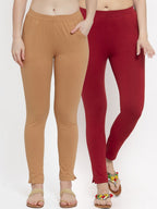 TAG 7 Women Pack Of 2 Solid Ankle-Length Leggings