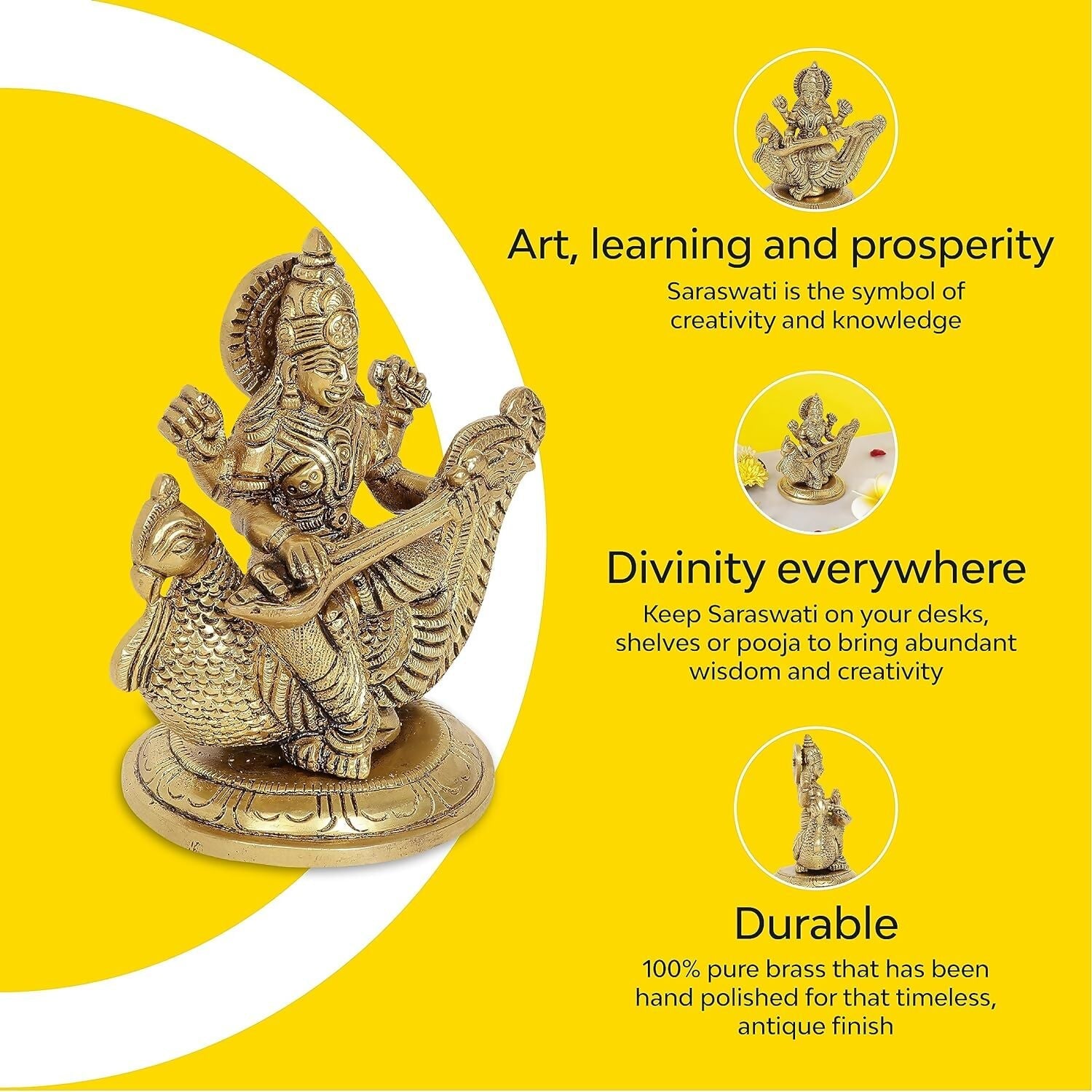 Saraswati idol size and dimensions reference