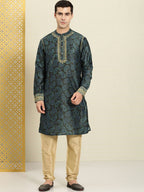 House of Pataudi Paisley Printed Rozana Kurta With Zari Detail