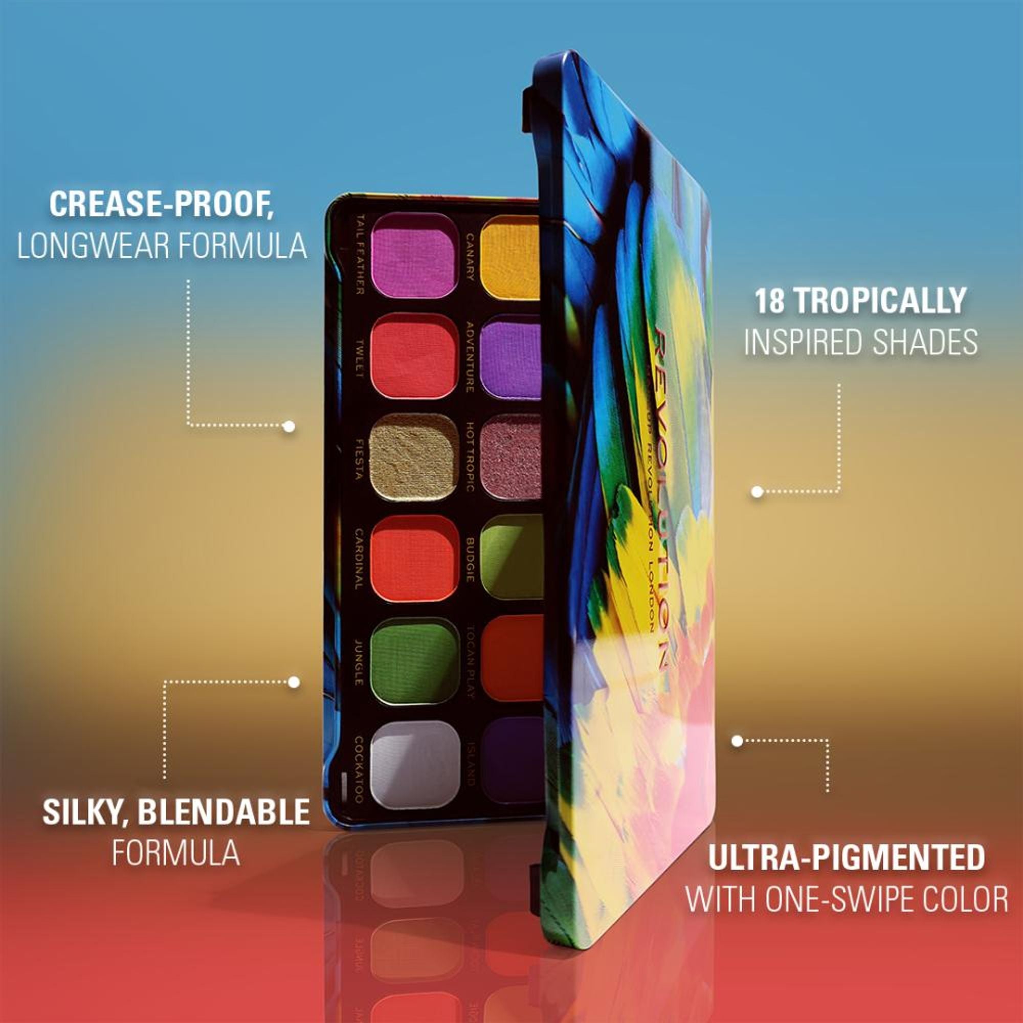 Makeup Revolution Forever Flawless Eyeshadow Palette-18 Smooth & Rich Shade - Bird of Paradise - Distacart