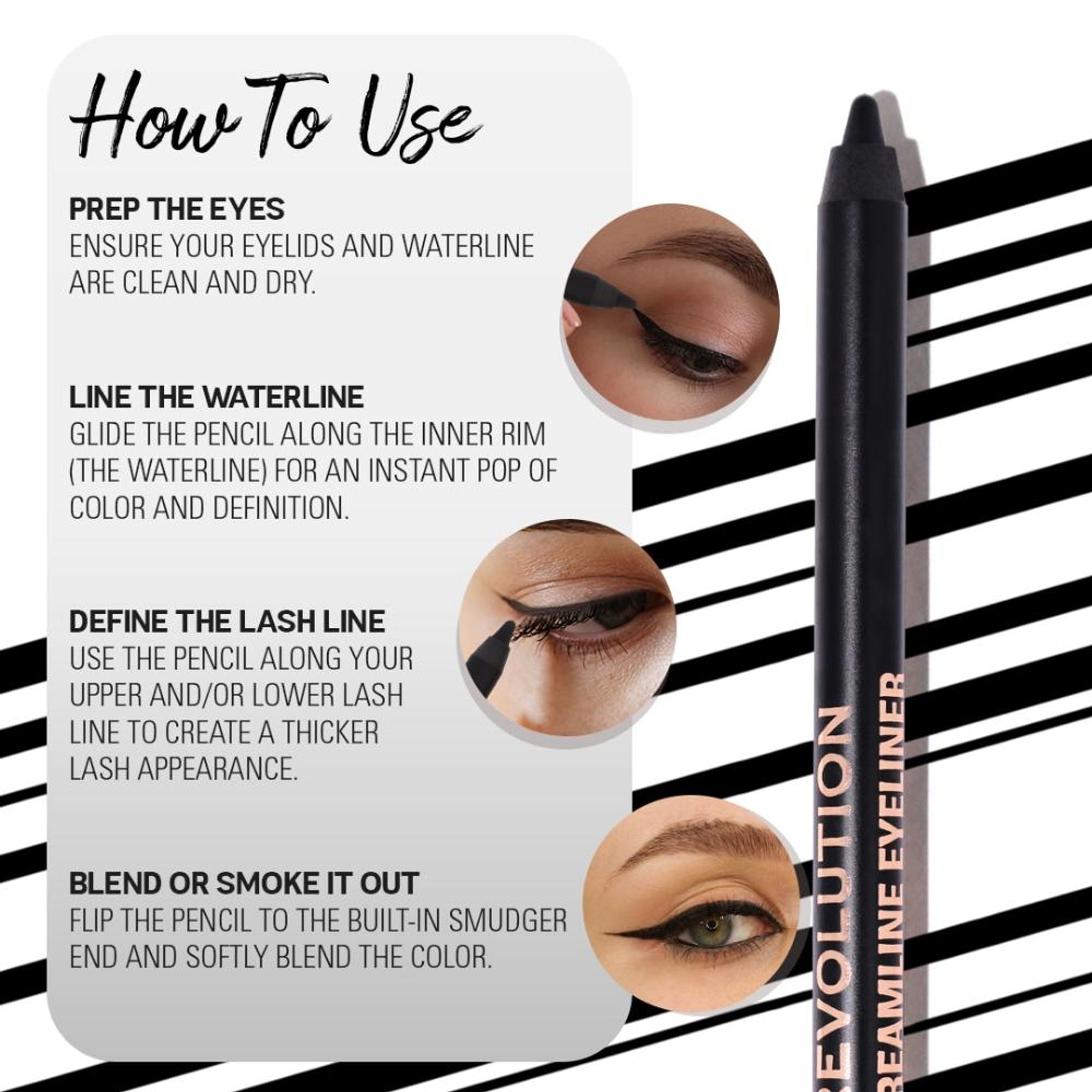 Makeup Revolution Streamline Waterline Eyeliner Pencil-Ultra Creamy Smudge Proof Smokey Looks - Black