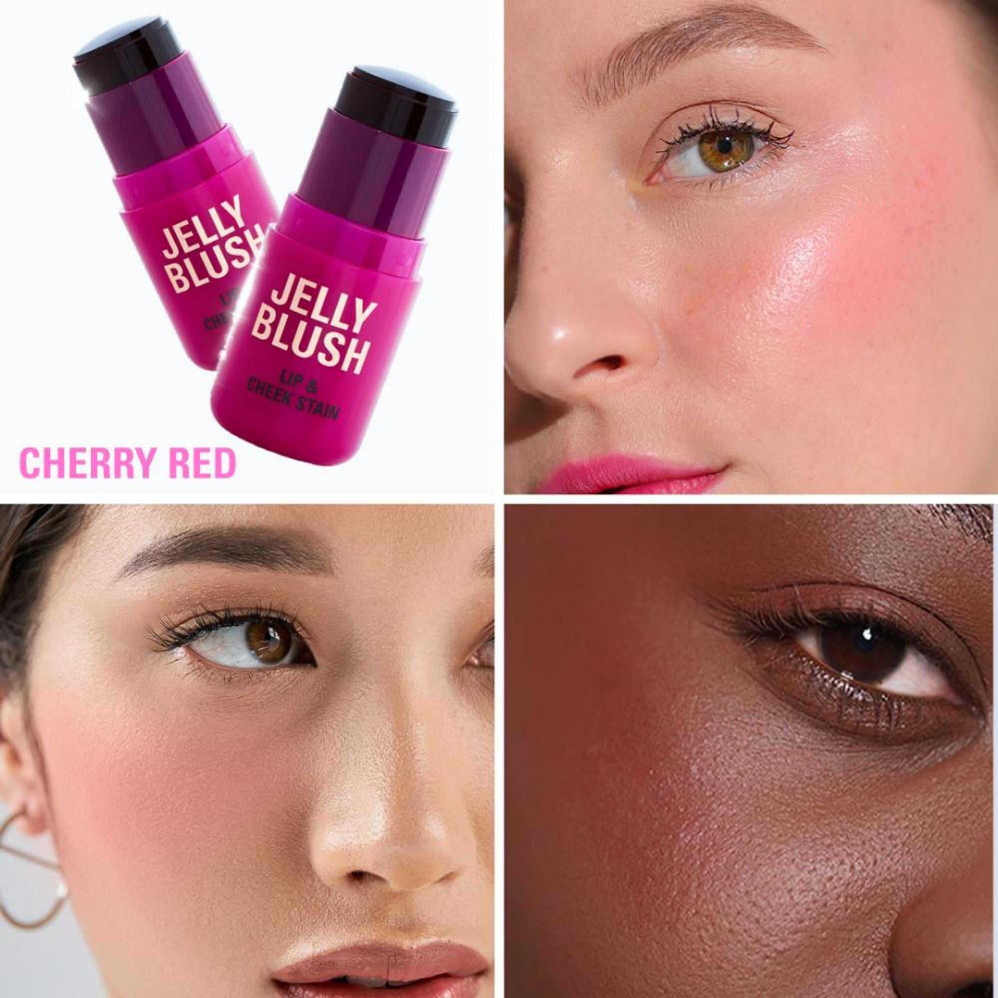 Makeup Revolution Jelly Blush Stick Lip and Cheek Stain - Cherry Red - Distacart