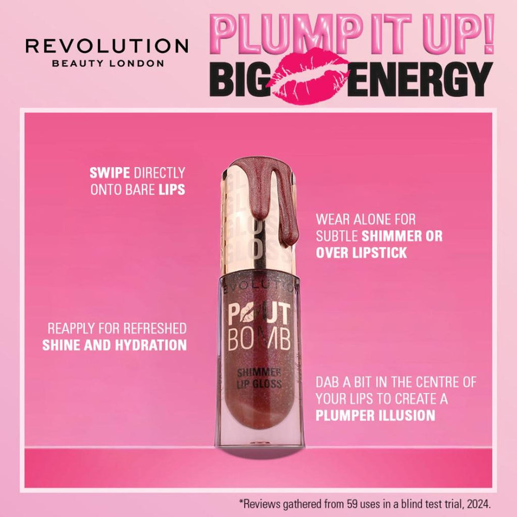 Makeup Revolution Pout Bomb Shimmer Lip Gloss - Shine Pink - Distacart