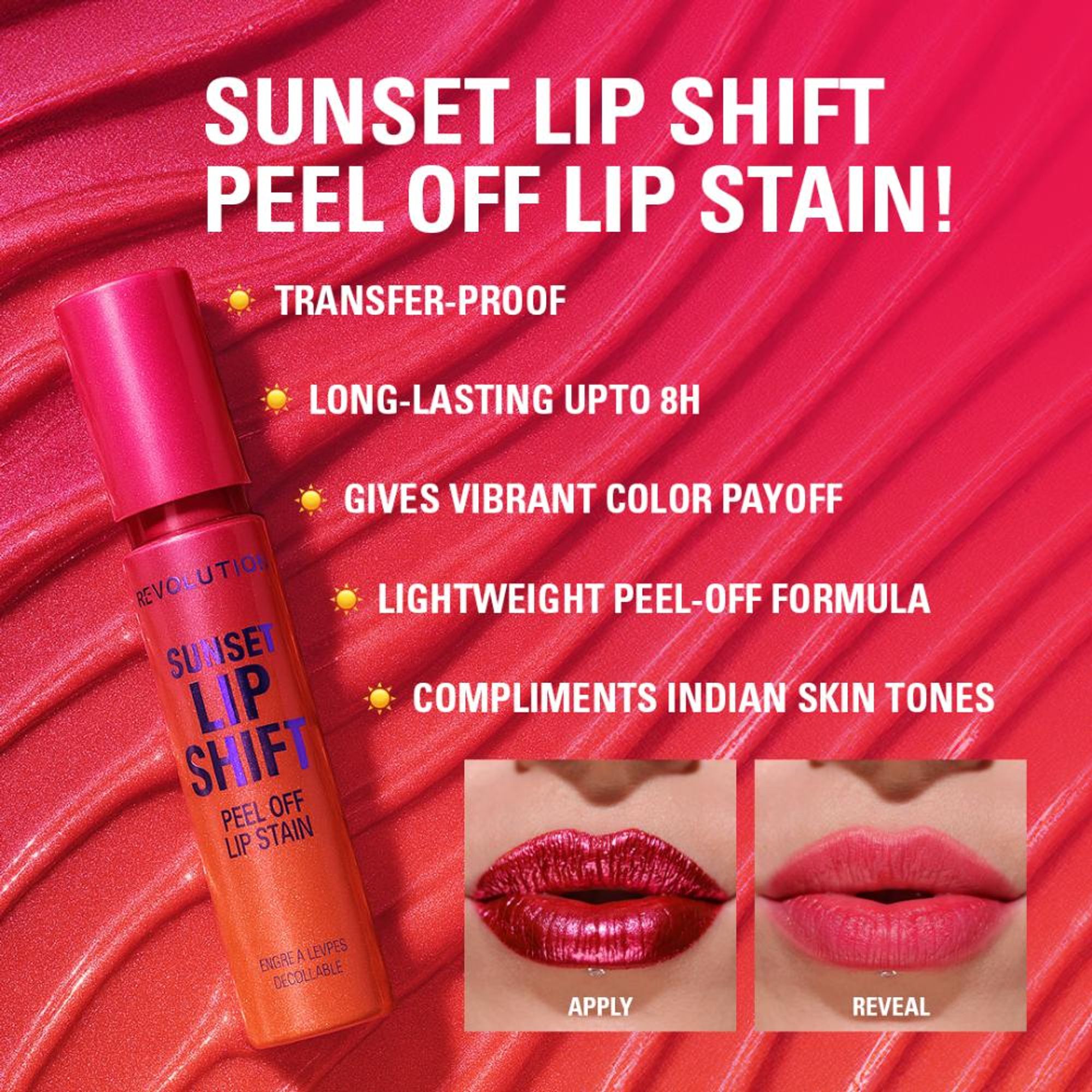 Makeup Revolution Sunset Shift Peel Off Lip - Stain Flushed Pink - Distacart