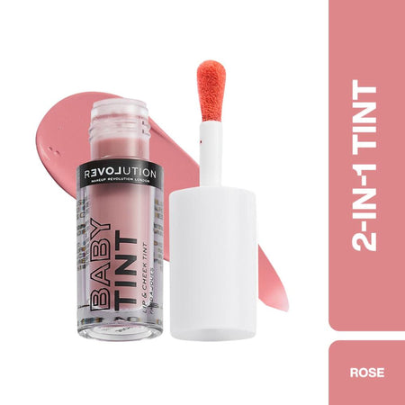 Makeup Revolution Relove Baby Lip & Cheek Tint - Long Lasting - Soft & Glowy Finish - Rose
