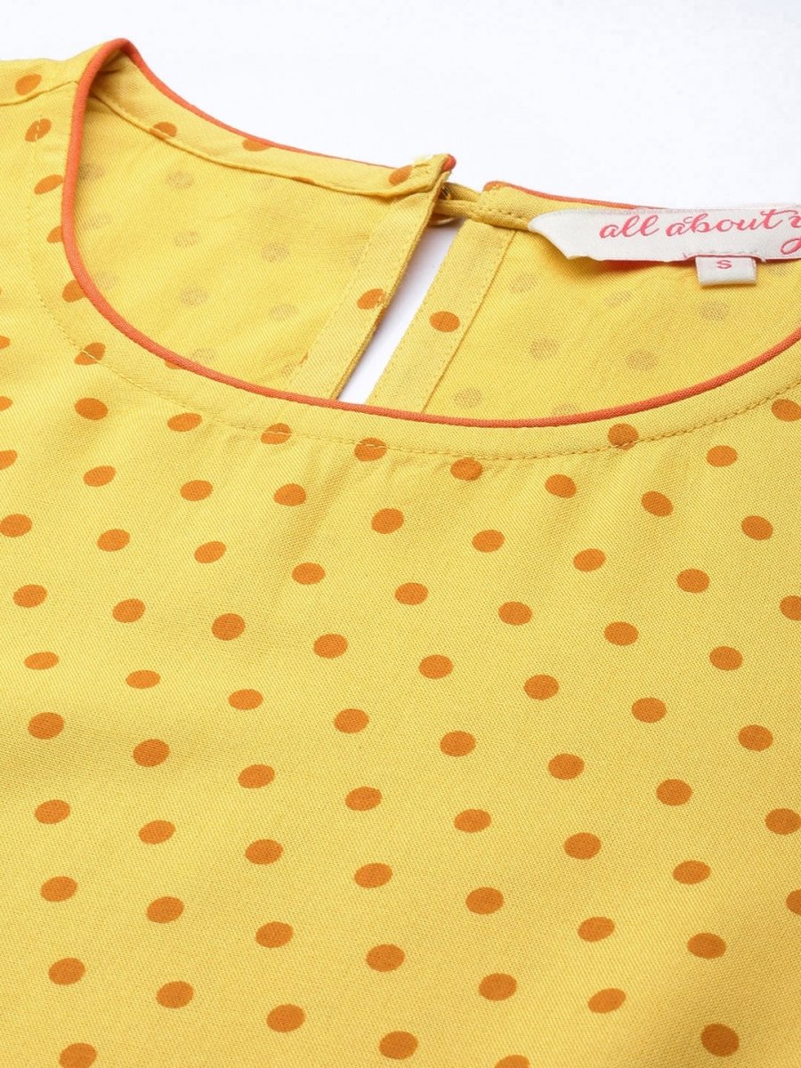 All About You Women Yellow Printed Kurta with Palazzos