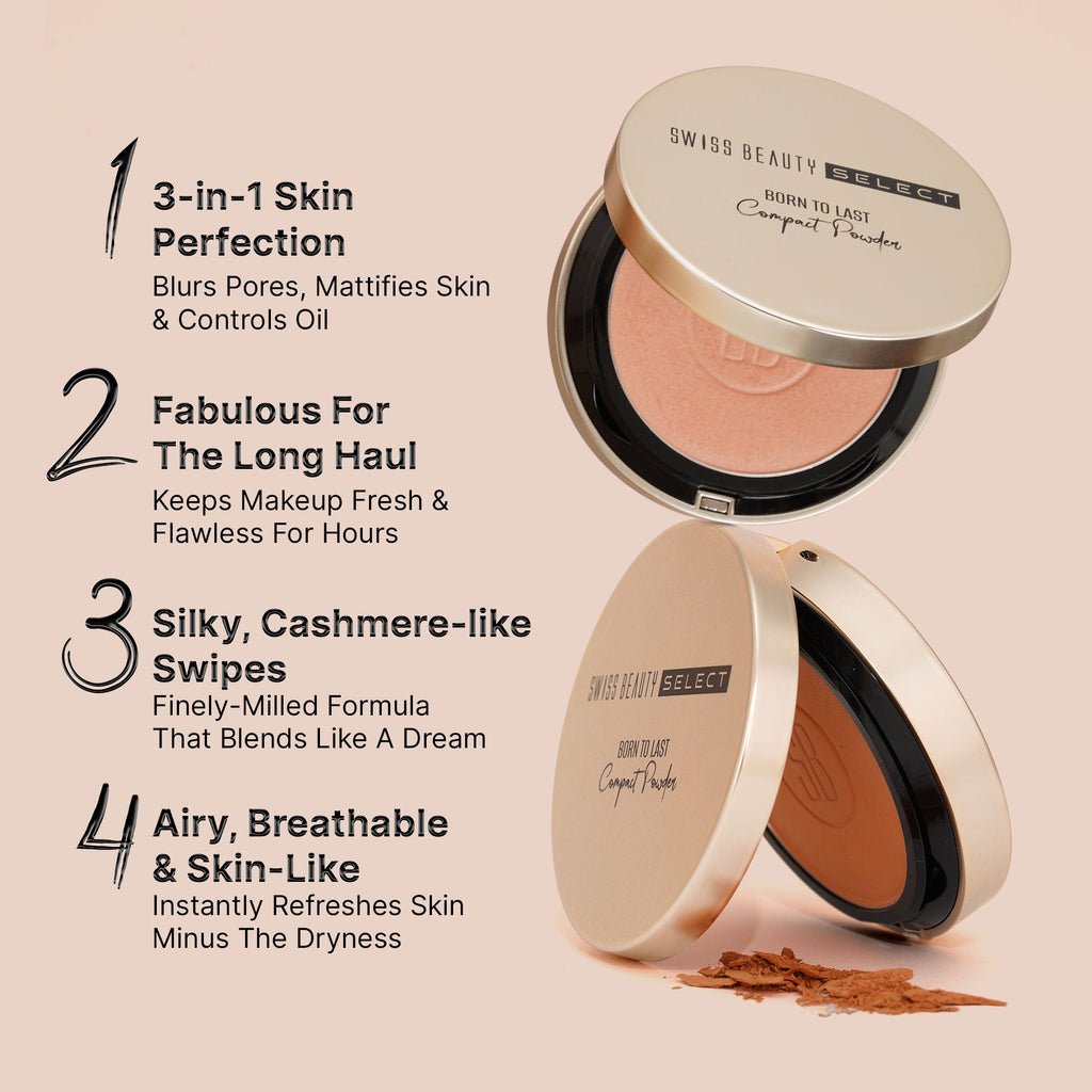 Swiss Beauty Born To Last 3-In-1 Skin Perfection Compact With Vitamin E - 1. Bare Dawn - Distacart