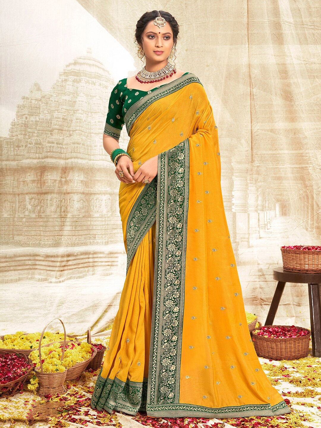 Saree Mall Woven Design Zari Silk Blend Sarees