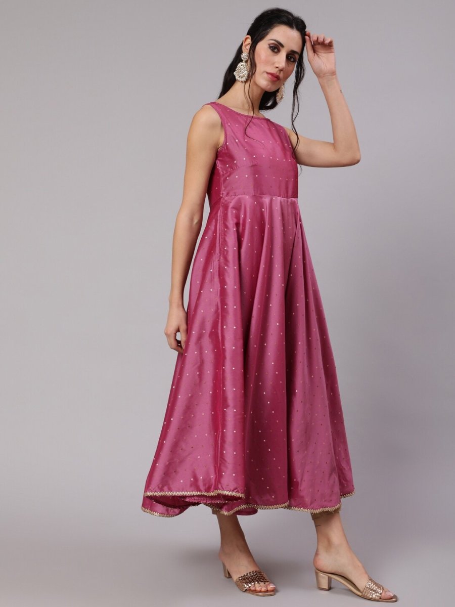 Aks Woven Design Gotta Patti Anarkali Kurta